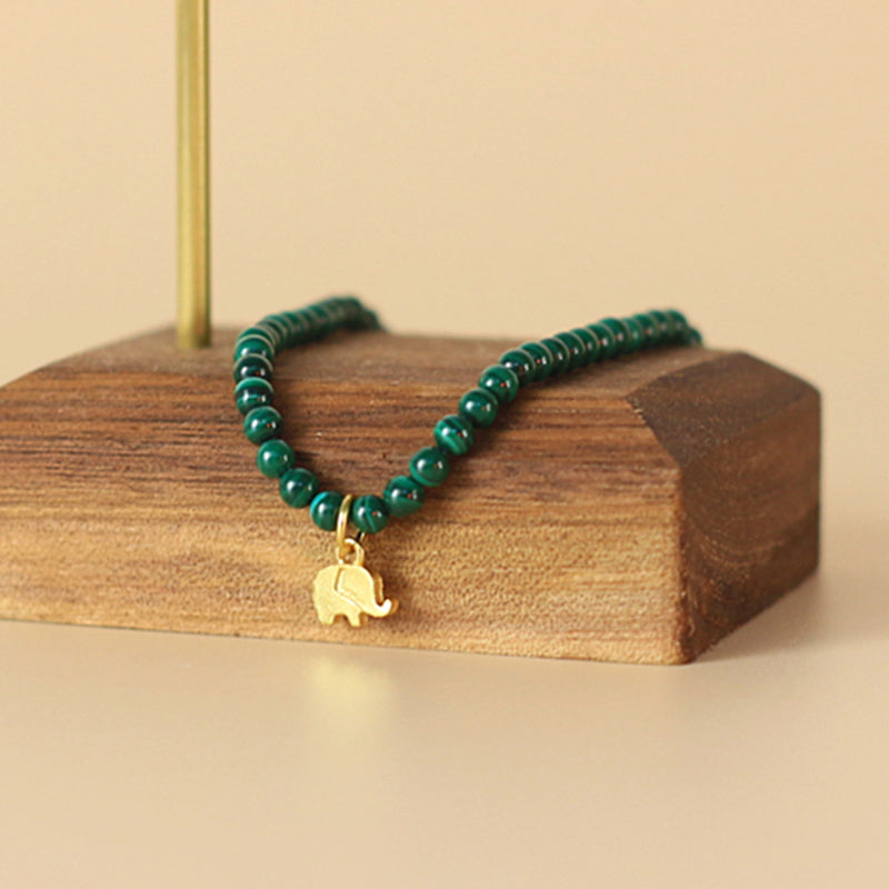Malachite Elephant Charm Bracelet