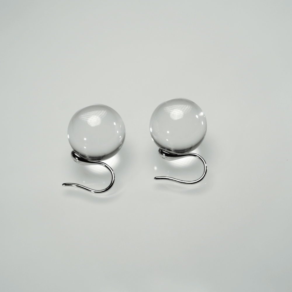Floating Bubble Clear Quartz Earrings