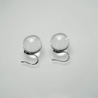Floating Bubble Clear Quartz Earrings