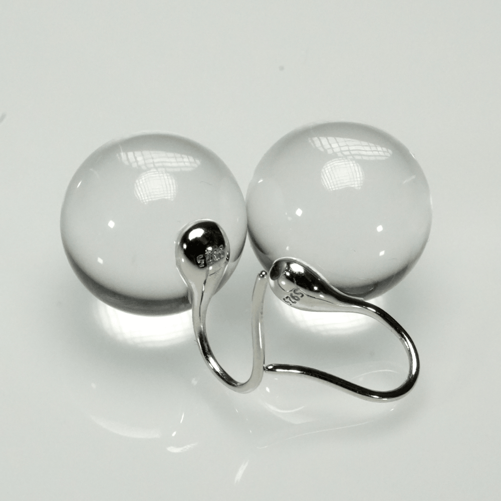 Floating Bubble Clear Quartz Earrings