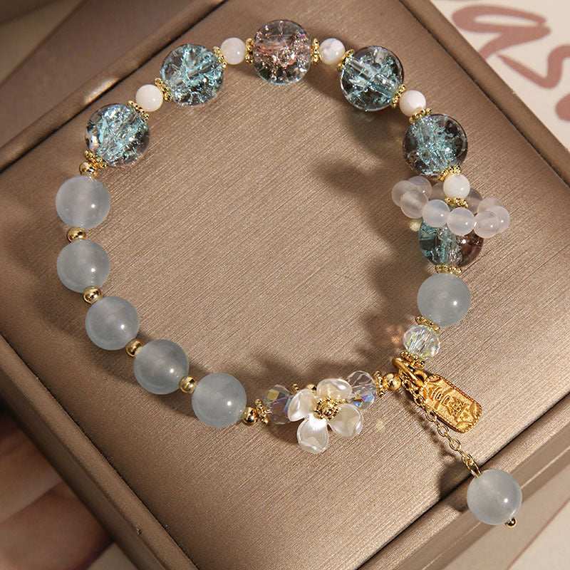 Blaues Chalcedon-Perlenarmband