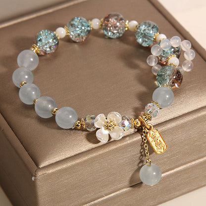 Blaues Chalcedon-Perlenarmband