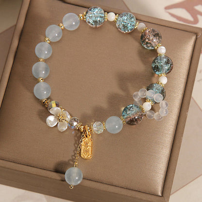 Blaues Chalcedon-Perlenarmband