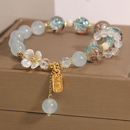 Blaues Chalcedon-Perlenarmband