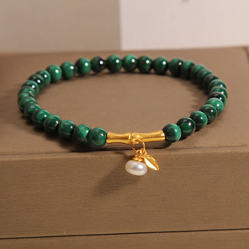 Malachite Pearl Bamboo Bracelet