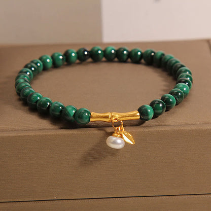 Malachite Pearl Bamboo Bracelet