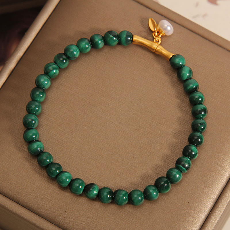 Malachite Pearl Bamboo Bracelet