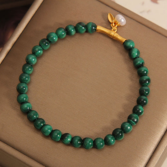 Malachite Pearl Bamboo Bracelet