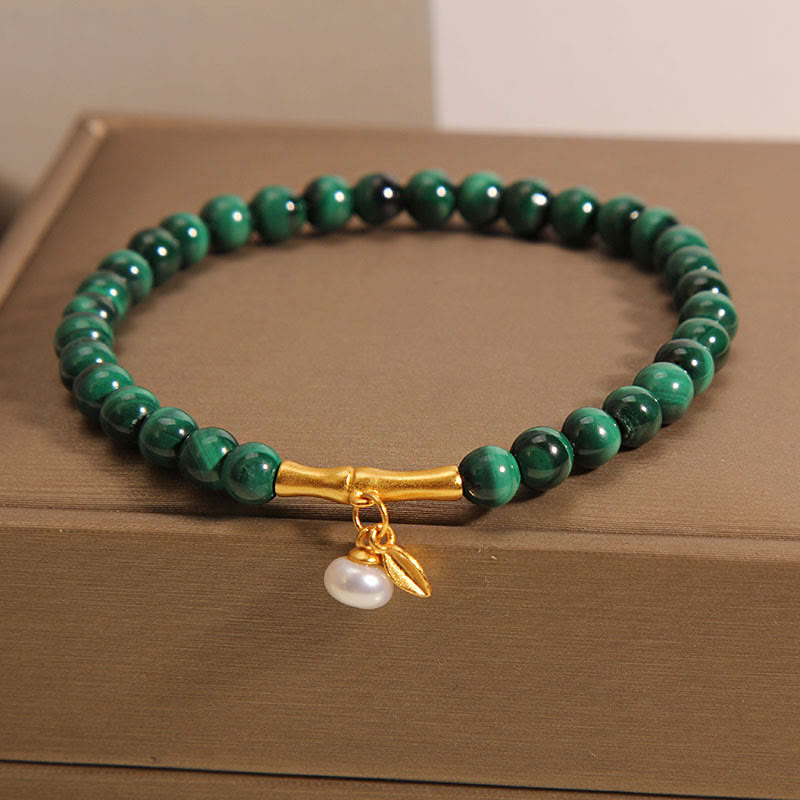 Malachite Pearl Bamboo Bracelet by Worn Within