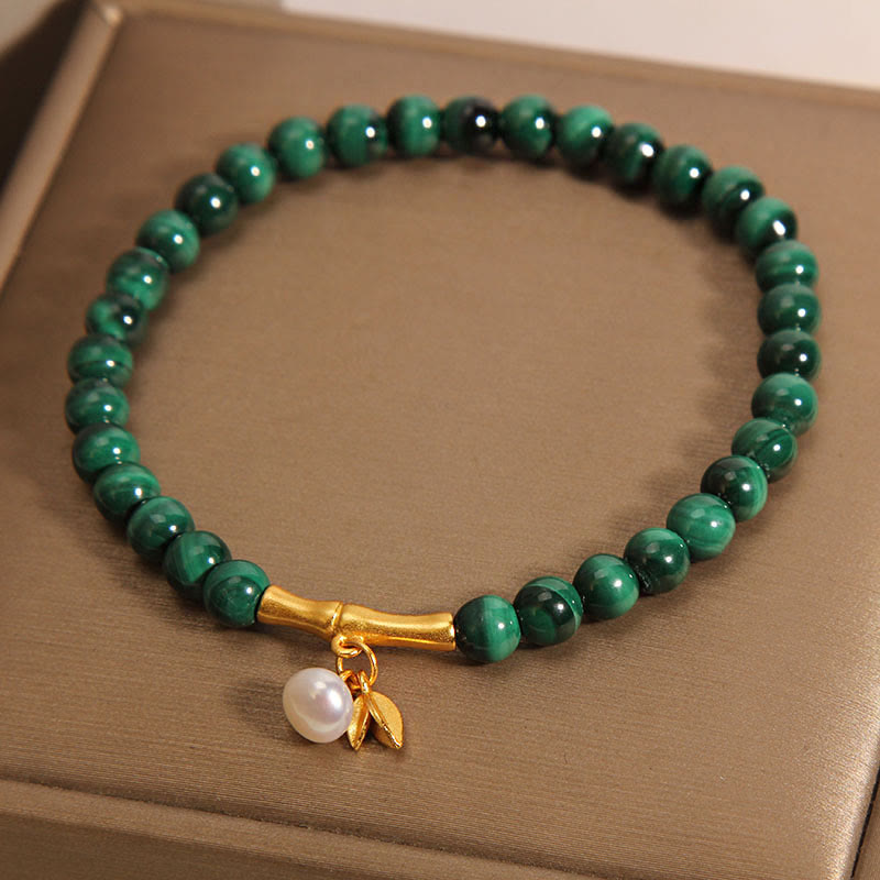 Malachite Pearl Bamboo Bracelet