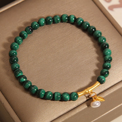 Malachite Pearl Bamboo Bracelet
