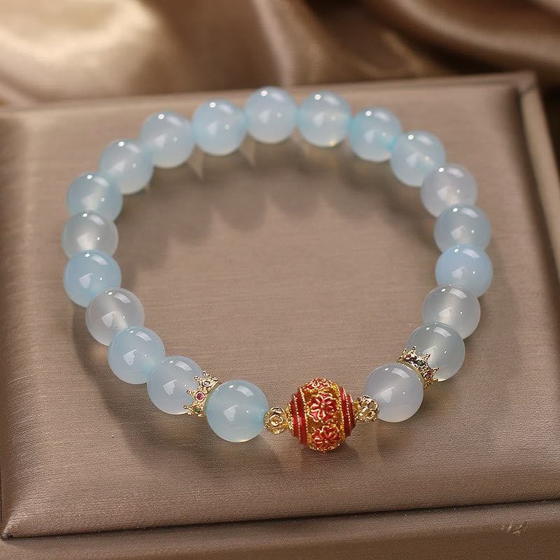 Aquamarine Flower Bead Bracelet
