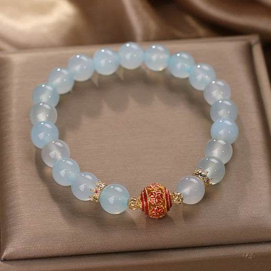 Aquamarine Flower Bead Bracelet