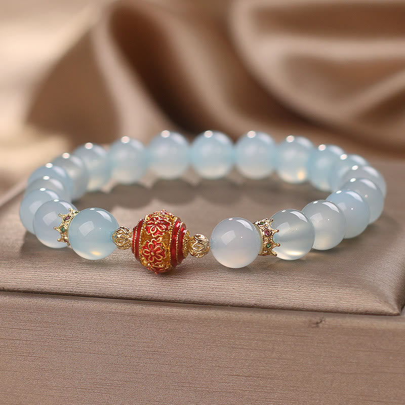 Aquamarine Flower Bead Bracelet