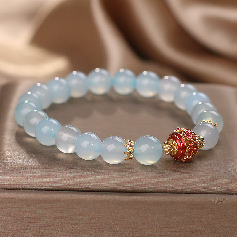 Aquamarine Flower Bead Bracelet