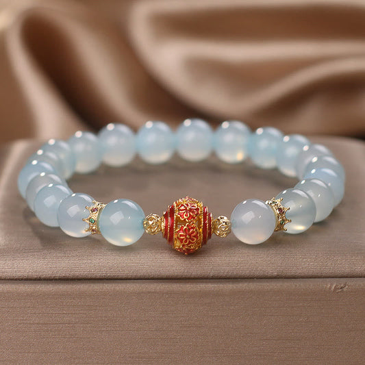 Aquamarine Flower Bead Bracelet by Worn Within