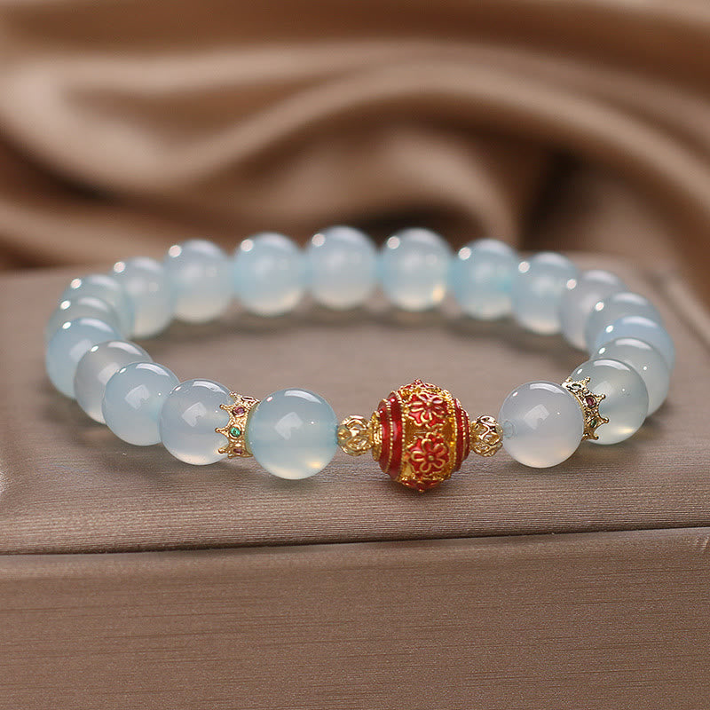 Aquamarine Flower Bead Bracelet