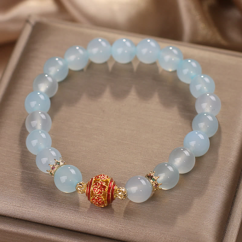 Aquamarine Flower Bead Bracelet