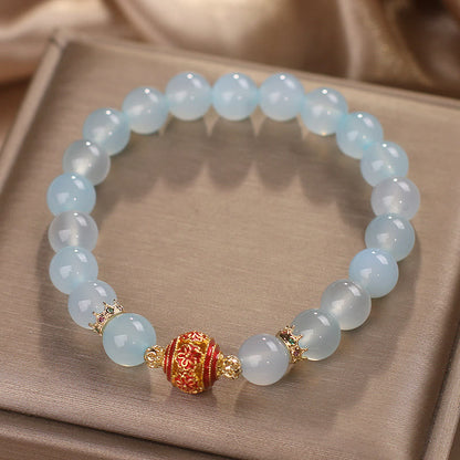 Aquamarine Flower Bead Bracelet