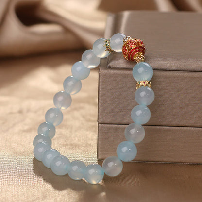 Aquamarine Flower Bead Bracelet