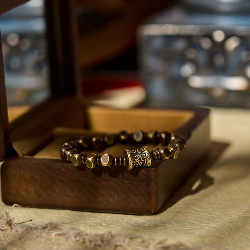 Brass Amulet Bead Bracelet