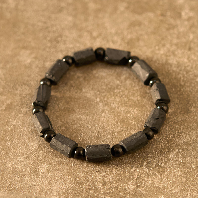 Schwarzes Turmalin-Perlenarmband