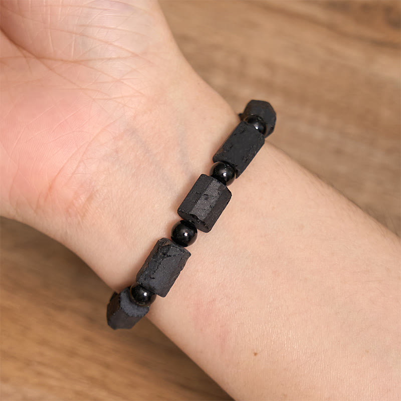 Schwarzes Turmalin-Perlenarmband