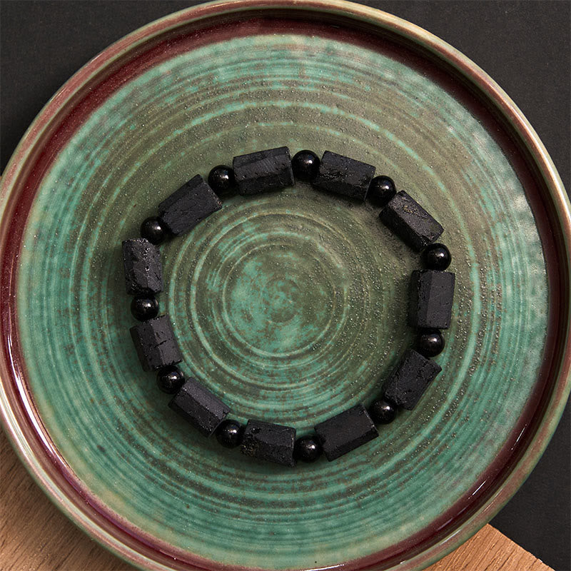 Schwarzes Turmalin-Perlenarmband