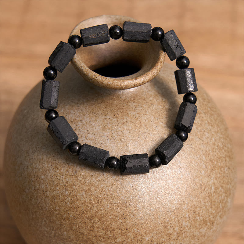 Schwarzes Turmalin-Perlenarmband