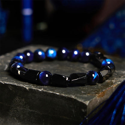 Blue Tiger's Eye Tourmaline Bracelet