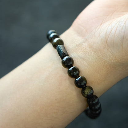 Gold Sheen Obsidian Black Tourmaline Bracelet