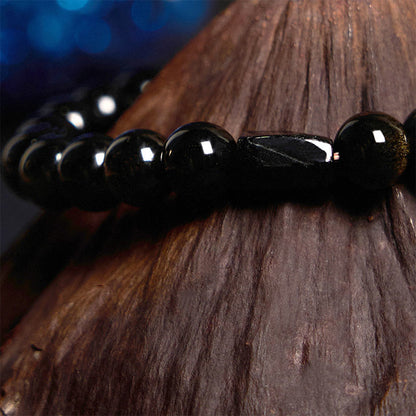 Gold Sheen Obsidian Black Tourmaline Bracelet