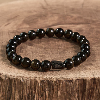 Gold Sheen Obsidian Black Tourmaline Bracelet