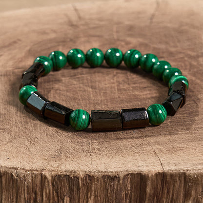 Malachite Black Tourmaline Bead Bracelet