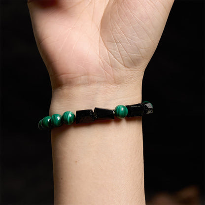 Malachite Black Tourmaline Bead Bracelet
