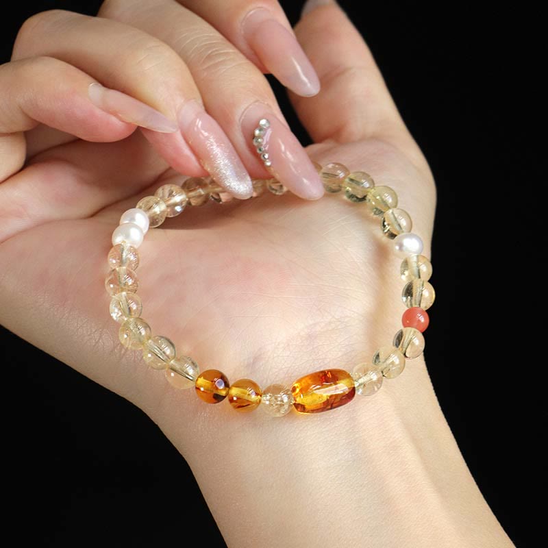 Citrine Pearl Topaz Crystal Bracelet