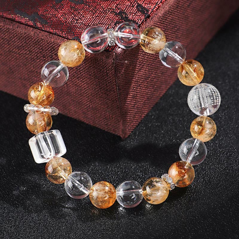 Citrine Pearl Topaz Crystal Bracelet