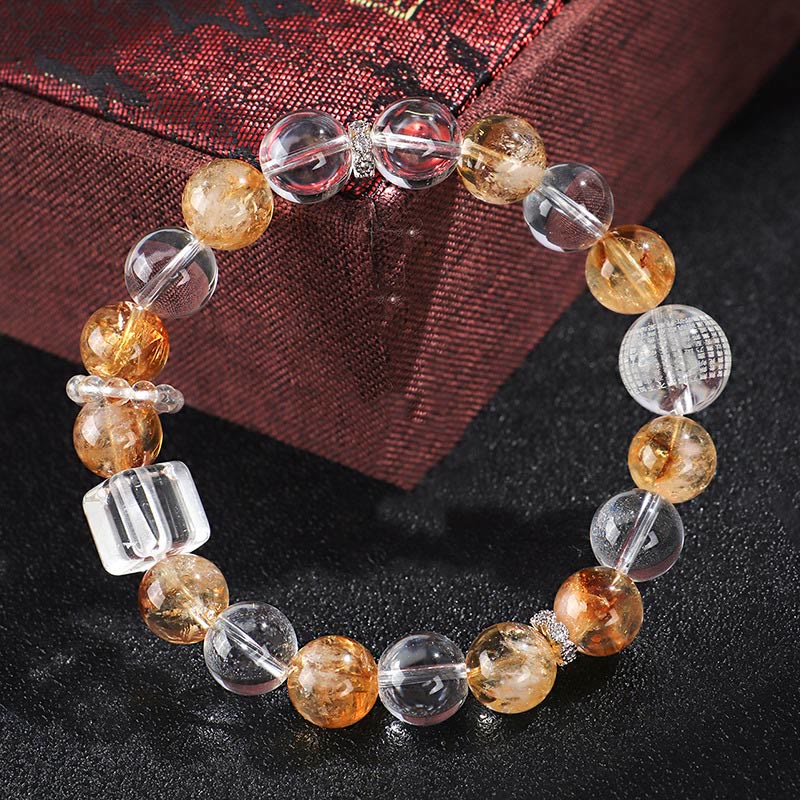 Citrine Pearl Topaz Crystal Bracelet
