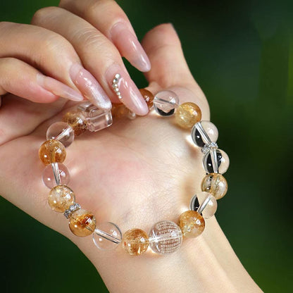 Citrine Pearl Topaz Crystal Bracelet