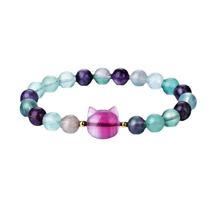 Mixed Crystal Cat Head Bracelet
