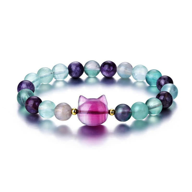 Mixed Crystal Cat Head Bracelet