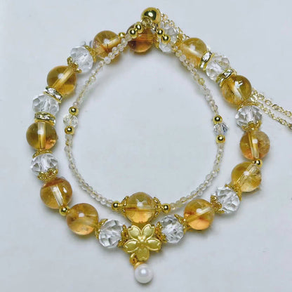 Citrine Glass Flower Multi-Layer Bracelet