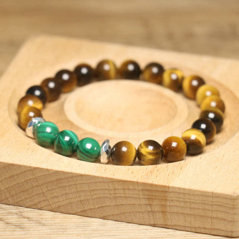 Tiger's Eye Green Center Bead Bracelet