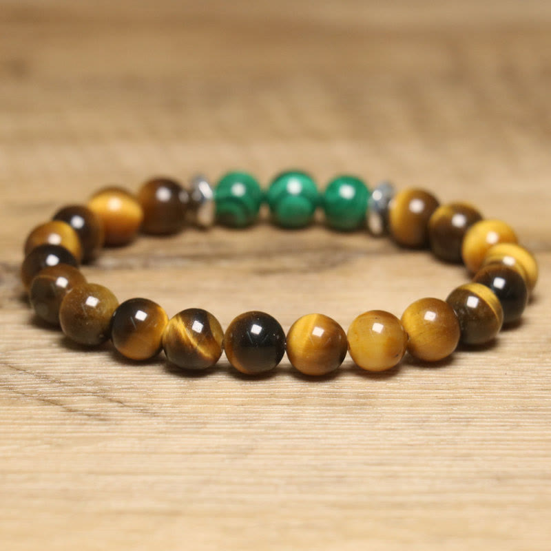 Tiger's Eye Green Center Bead Bracelet
