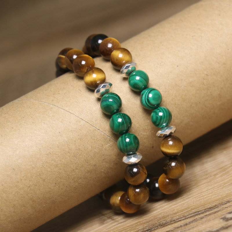 Tiger's Eye Green Center Bead Bracelet
