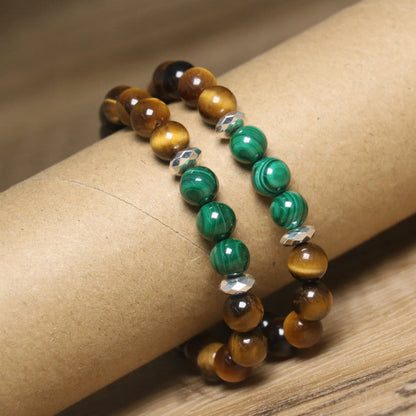 Tiger's Eye Green Center Bead Bracelet