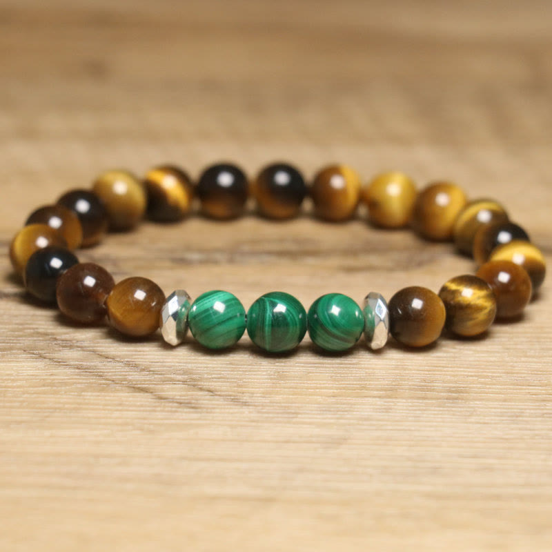 Tiger's Eye Green Center Bead Bracelet