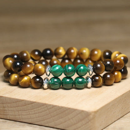 Tiger's Eye Green Center Bead Bracelet