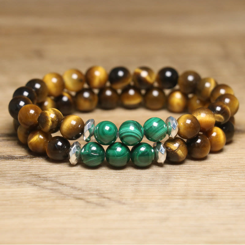 Tiger's Eye Green Center Bead Bracelet