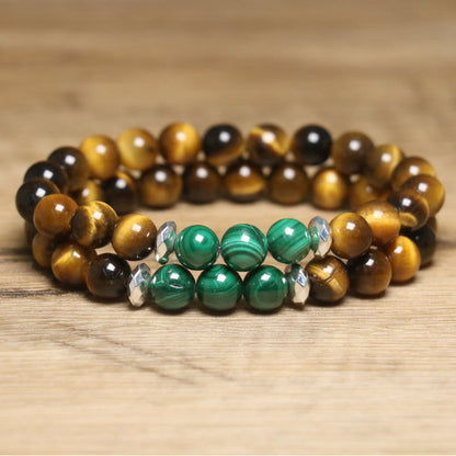 Tiger's Eye Green Center Bead Bracelet